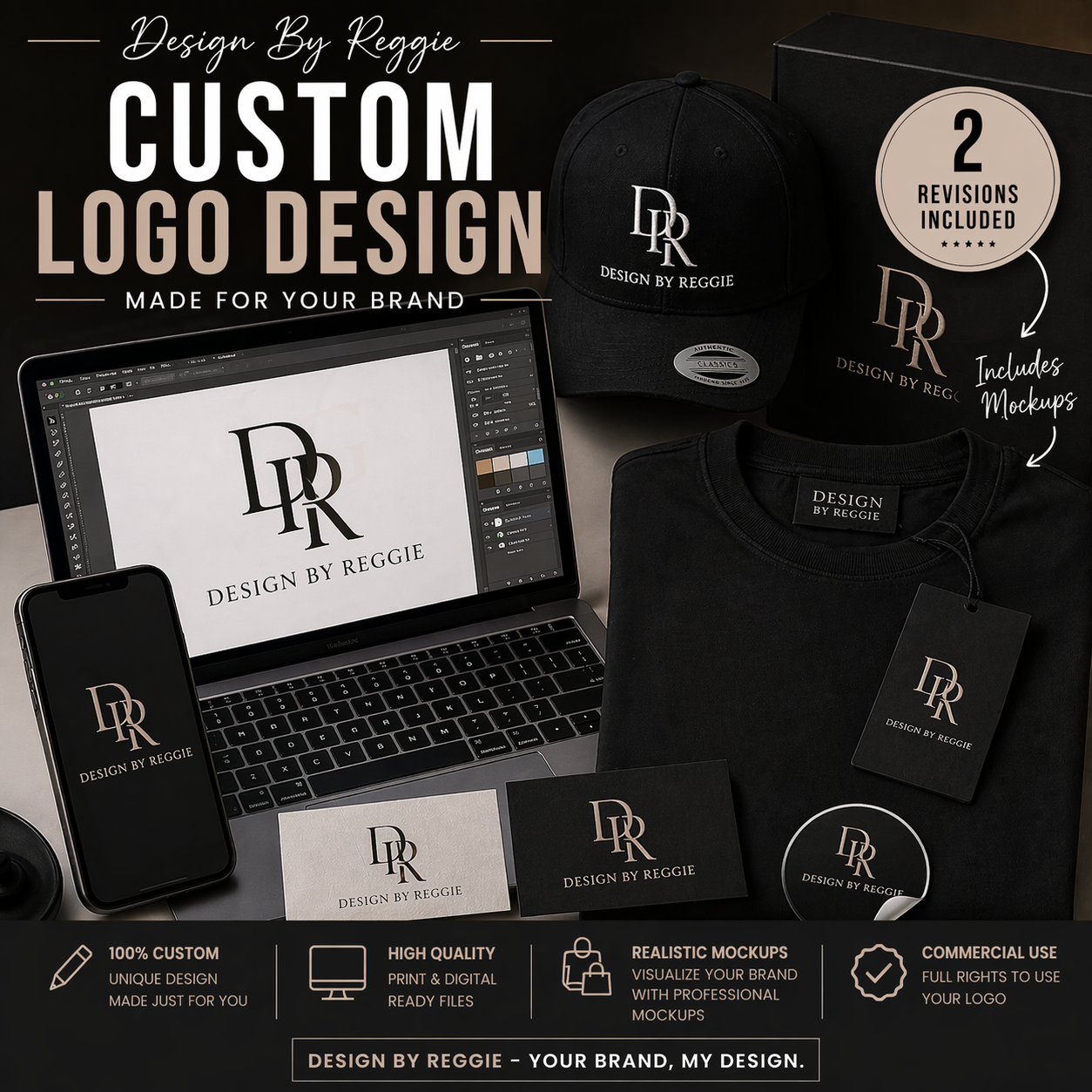 Custom Logo Design with Mockups | Business Branding Package Small Business Logo Clothing Brand Logo Design Service