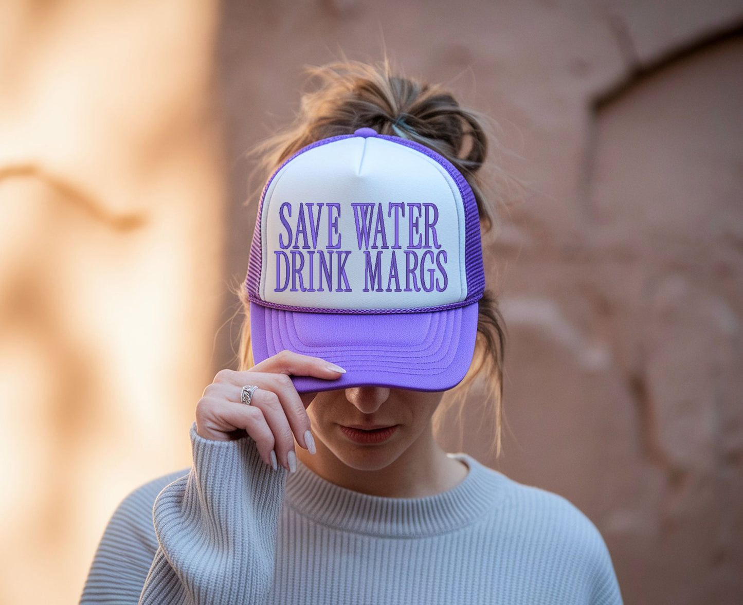 Save Water Drink Margs Embroidered Trucker Hat | Funny Margarita Hat for Women | Snapback Cap