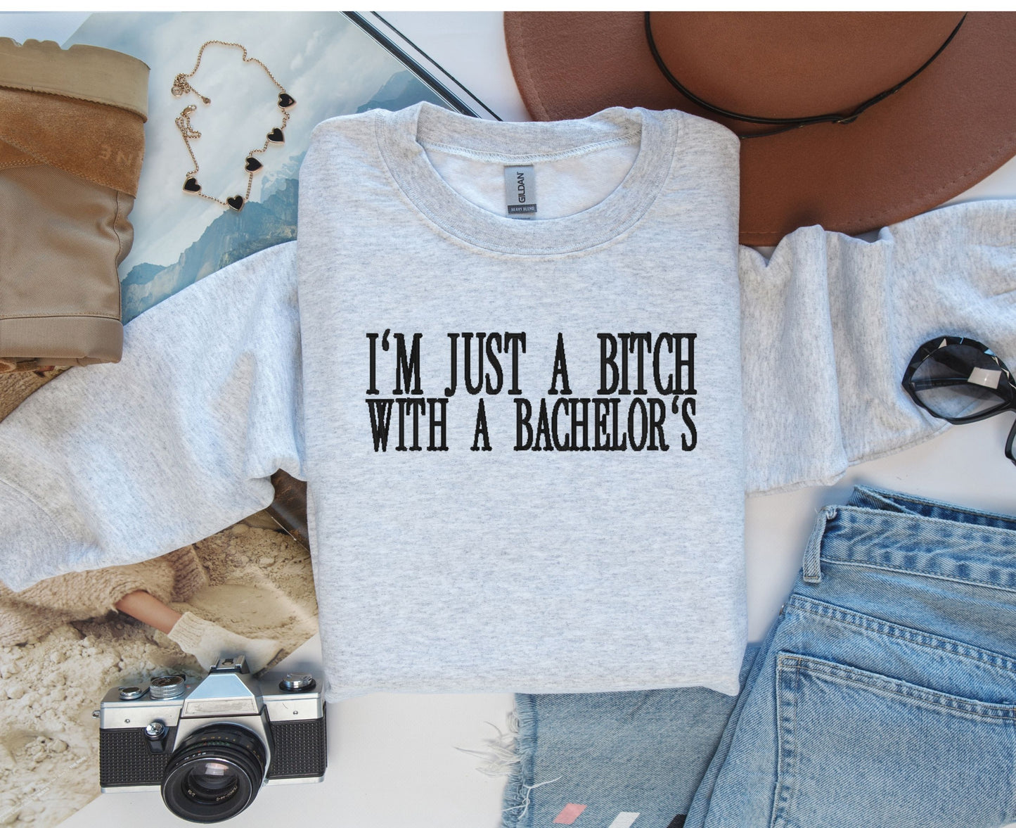 I’m Just a Bitch With a Master’s – Custom Hoodie, Crewneck or T-Shirt, Personalized Thread & Color