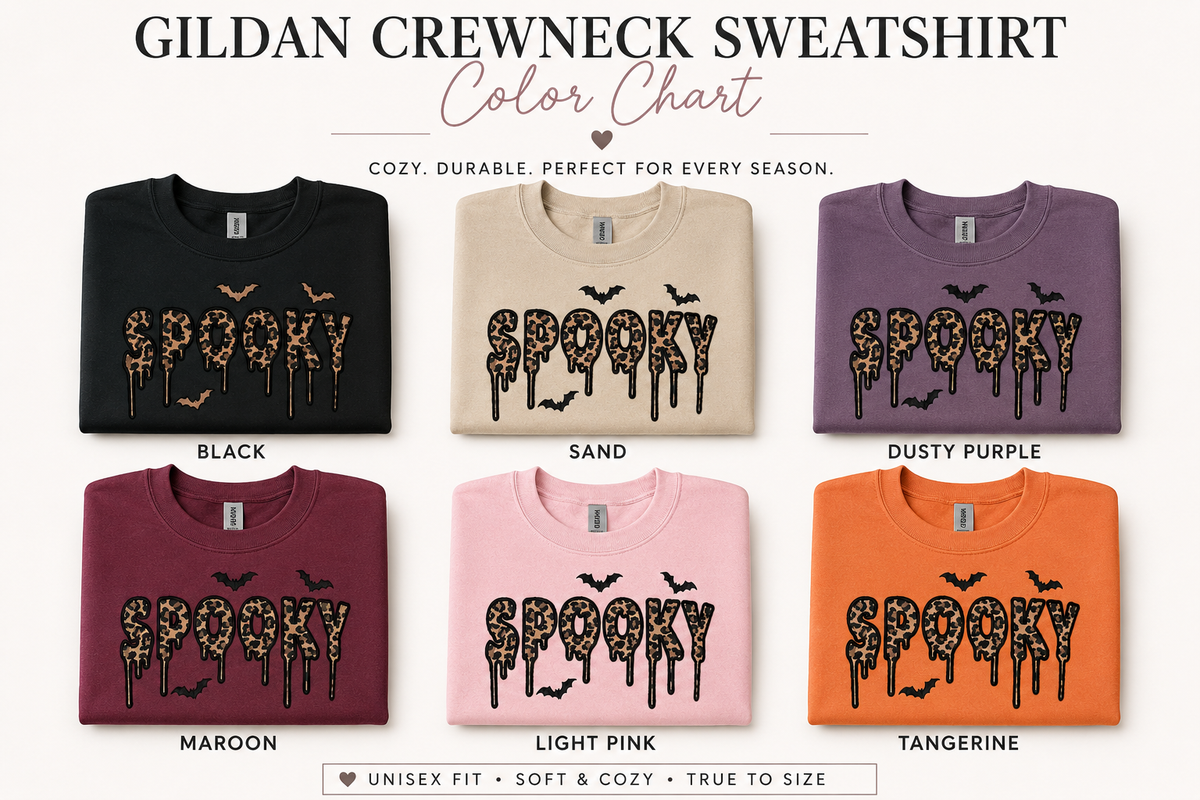 Halloween Sweatshirt – Spooky Leopard Embroidered Crewneck